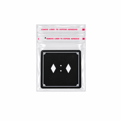 Johnson Tools I4P Black PVC Display Card with Double-Stick Zipper Pouch for Gold & Silver Ring Packing (2.5x2.5")