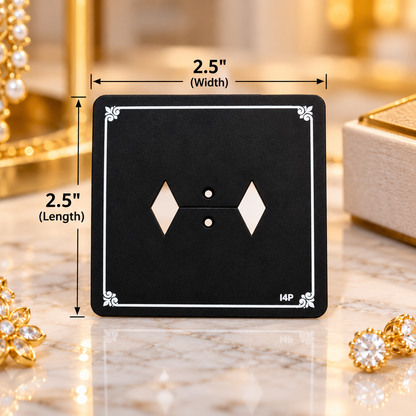 Johnson Tools I4P Black PVC Display Card with Double-Stick Zipper Pouch for Gold & Silver Ring Packing (2.5x2.5")