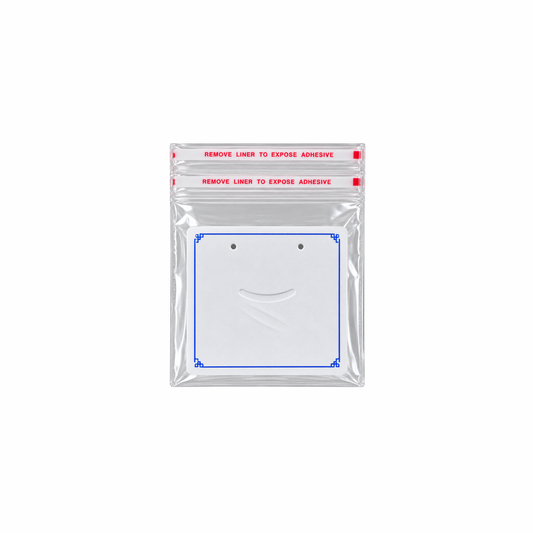 Johnson Tools I5P White PVC Display Card with Double Stick Zipper Pouch for Gold & Silver Earring and Pendant Packing (