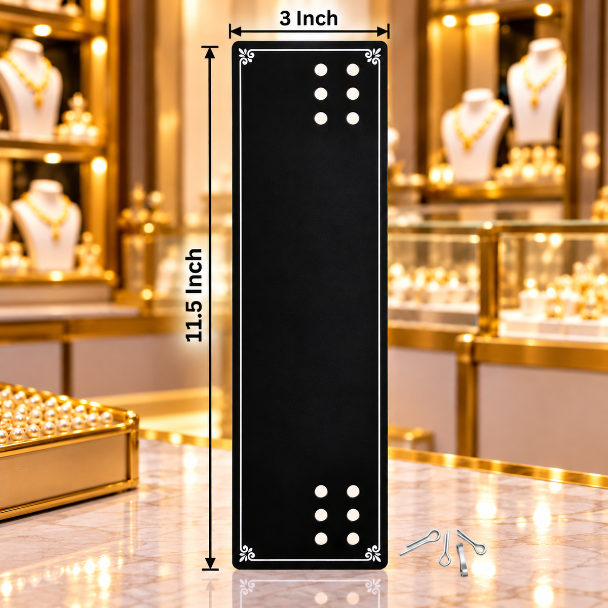 Johnson Tools C2P Black PVC Jewellery Packing Card with double Stick Zippe and Aluminium Clips for Payal Packaging (3 × 11.5 Inch)