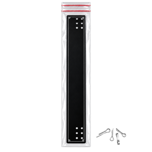 Johnson Tools C7P Black PVC Display Card with Double-Stick Zipper Pouch and Aluminium Clips for Payal, Bracelet, Chain Packing(1.5x11")
