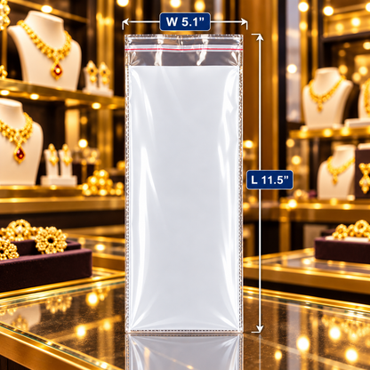 Johnson Tools B3P White PVC Display Card with Zipper and Aluminium Clips for Anklet Packaging (4.5 × 11")