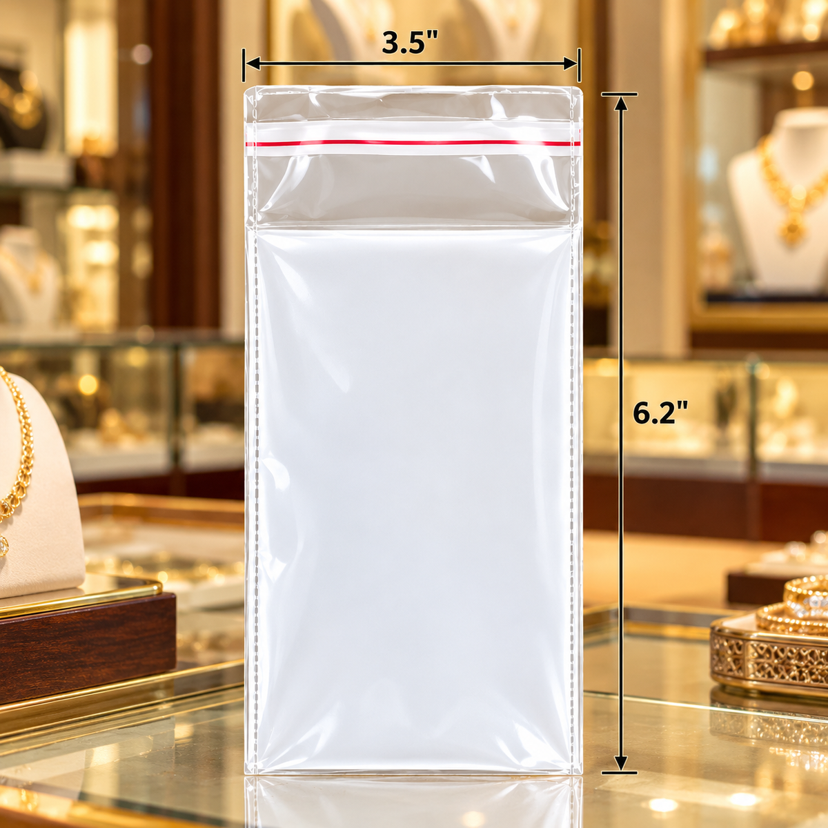 Johnson Tools D4 White PVC Display Card with Zipper Pouch for Ladies Kada and Bangle Packaging (6x2.9")