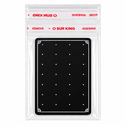 Johnson Tools K1P Series Black PVC Display Card with Double Stick Zipper for Nose Pin (2.25 × 3 inches)