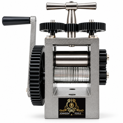 Johnson Tools 3" Marwari-Rajwari Lining Design Rolling Mill Machine, Jewellery Wire Pattern Roller for Gold and Silver, Hand-Operated Metal Design Tool