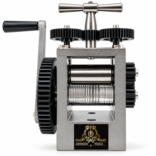 Johnson Tools 3" Marwari-Rajwari Lining Design Rolling Mill Machine, Jewellery Wire Pattern Roller for Gold and Silver, Hand-Operated Metal Design Tool