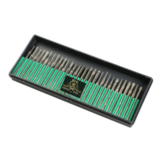 Johnson Tools 30pc Diamond Bits Set in 2.35mm Shank for Jewellery Making, Art & Craft, Wood Designing