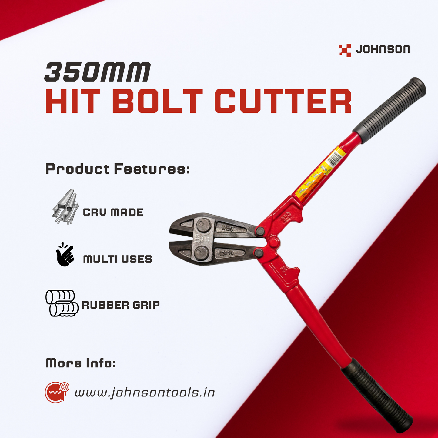 Johnson Tools 14" Steel Bolt Cutter For Cutting Bolts, Gold Biscuit and Other Various Uses(350mm)