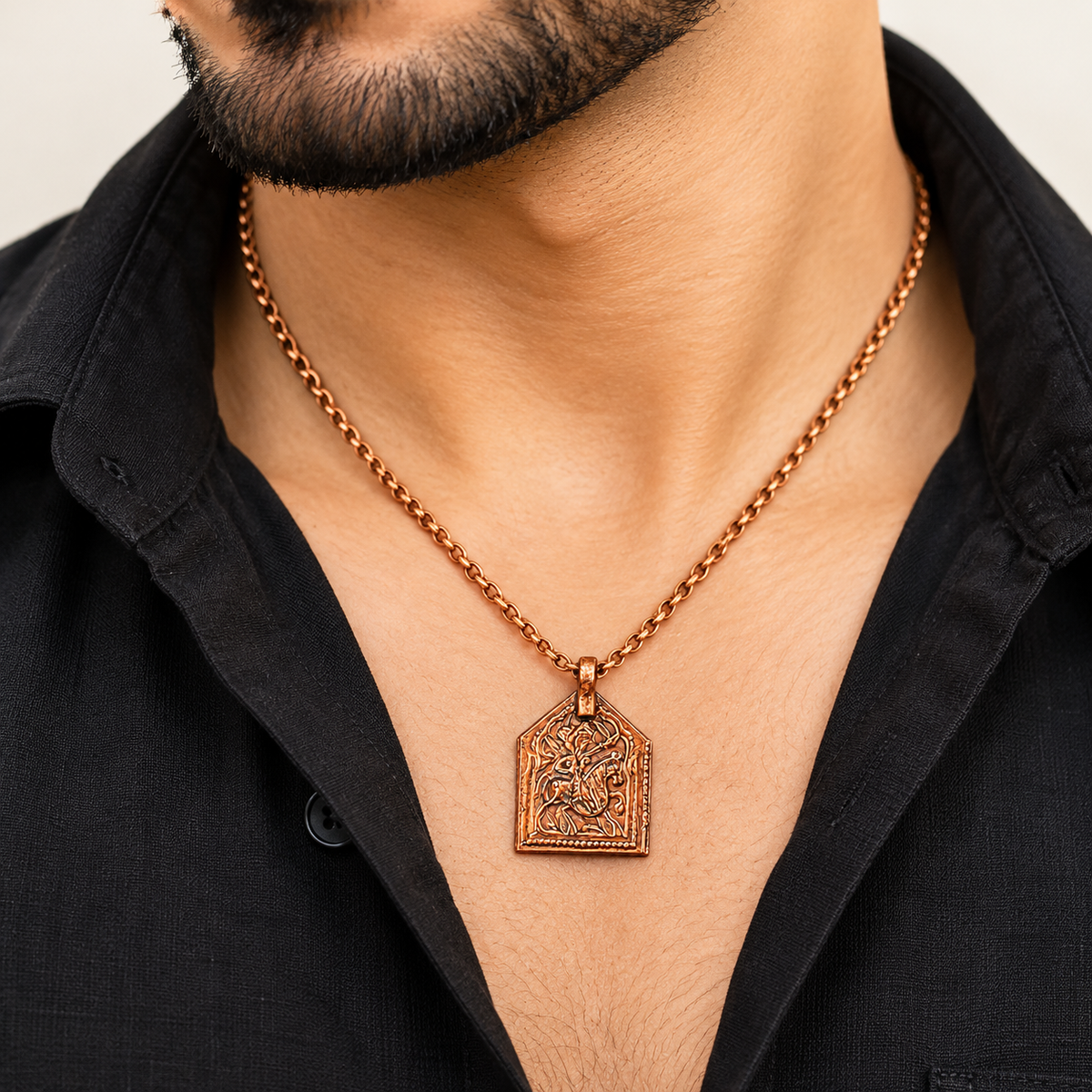 Johnson Tools Baba Ramdev God (Ghora Savari) Copper Pendant (Ful) in Rajasthani Design For Male and Female (Pack of 5 pcs)