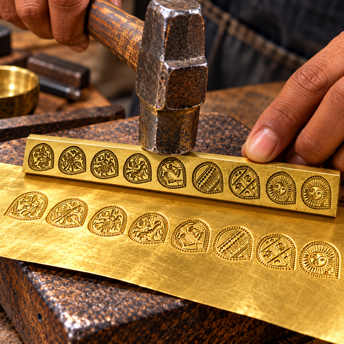 Johnson Tools Pan Shape Thappa/Sancha/Mold of Bronze For Design Jewellery Locket/Pendel Making.