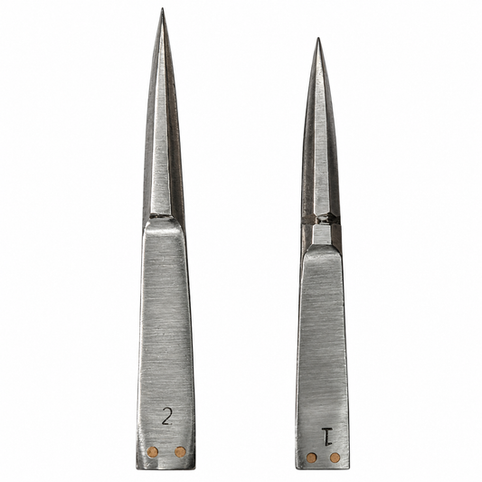 Johnson Tools Thakar Tweezers Iron Chimti (Wide Mouth) for Jewellery Making and Industrial Works (Color - Chrome, 2pcs)