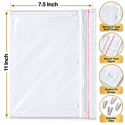 Johnson Tools M1 White PVC Jewellery Packing Card with Aluminium Clip and Single-Stick Zipper for Kamarbandh Packaging (7.58 × 11 Inches)