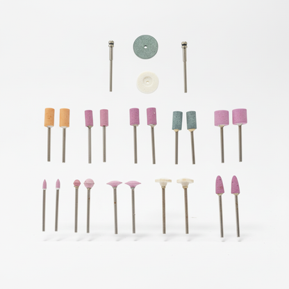 Johnson Tools 24 in 1 Mini Grinding and Polishing Stone Bits Set | Multi-Grit Rotary Tool Accessories for MiniCraft Drills, Dremel, Jewelry, Wood, Metal, Glass and DIY Precision Works