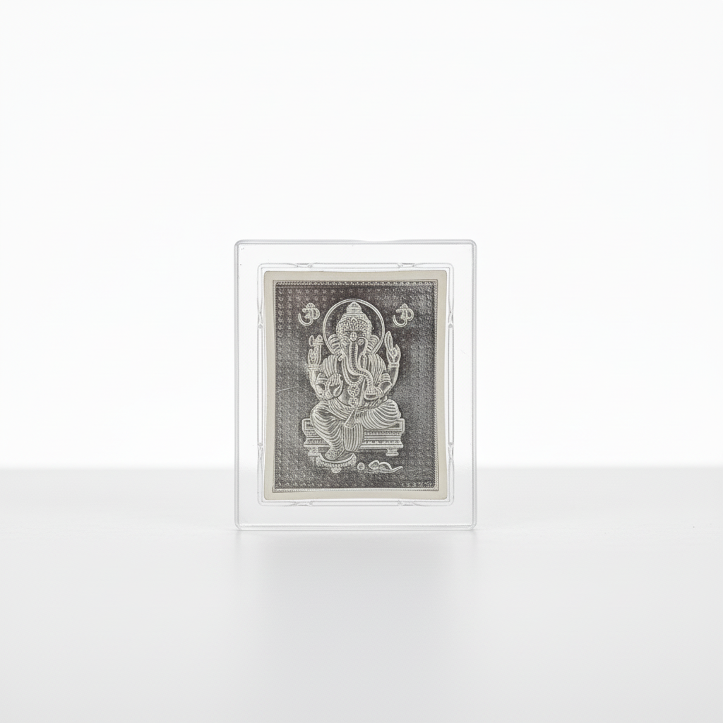 Johnson Tools Ganesh ji Silver Finish Photo Frame Stand (1no) For Gifting, Display Uses