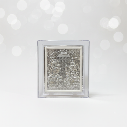 Johnson Tools Laxmi Ganesh ji Silver Finish Small Photo Frame Stand (0no) For Gifting, Display Uses