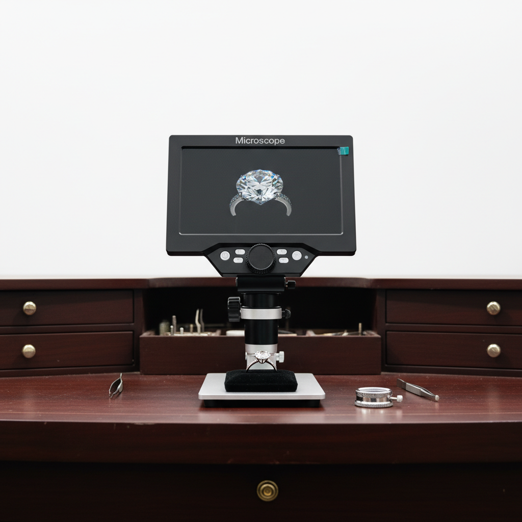 Johnson Tools Digital LCD Microscope with HD Display, Adjustable Zoom Inspection Microscope for Jewellery, PCB, Watch & Precision Repair Work