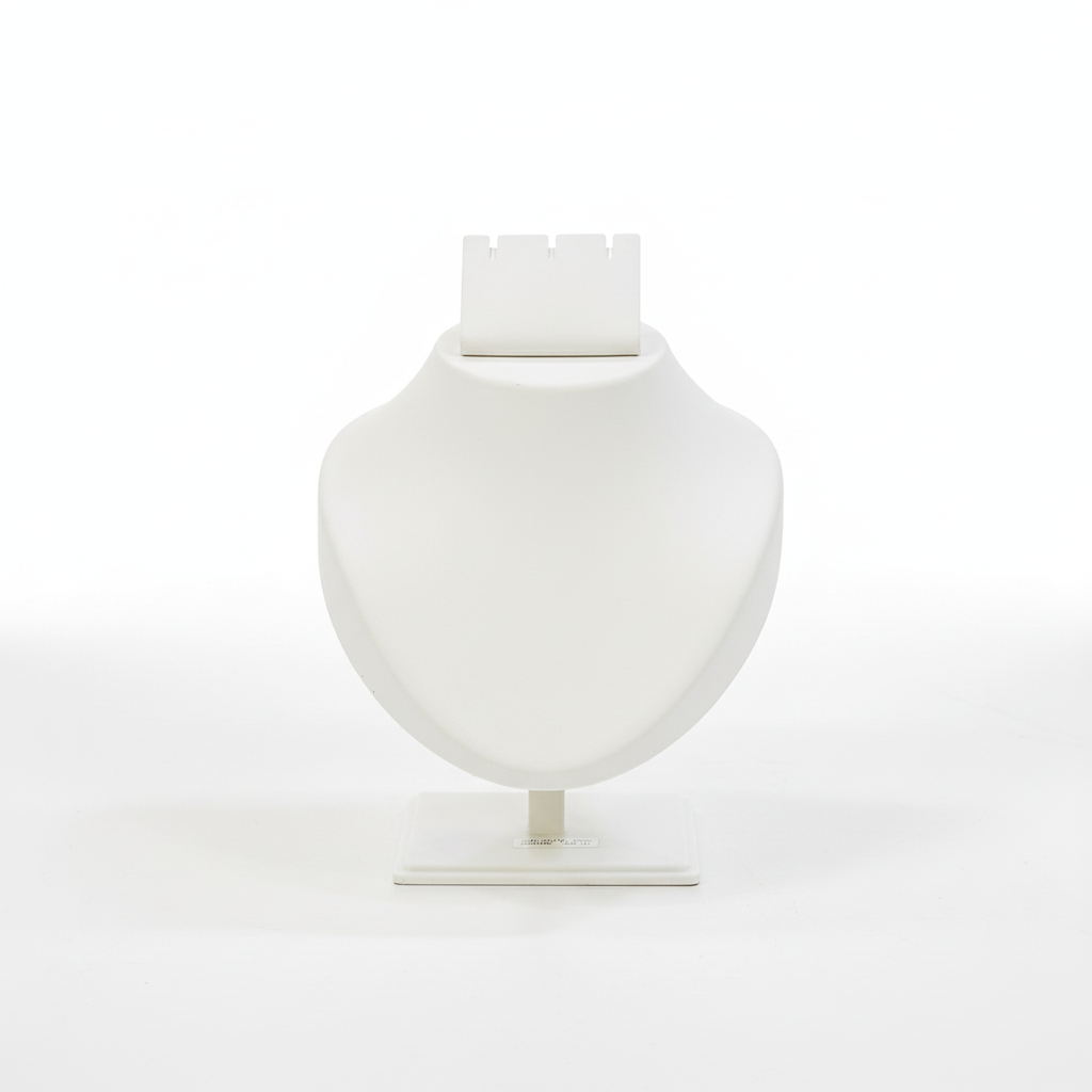 Johnson Tools White Adjustable Fiber Necklace Display Stand (Size 0, 4" width) for Gold, Silver, Diamond & Antique Necklaces Photography and Display Works