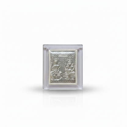 Johnson Tools Laxmi Ganesh ji Silver Finish Small Photo Frame Stand (0no) For Gifting, Display Uses