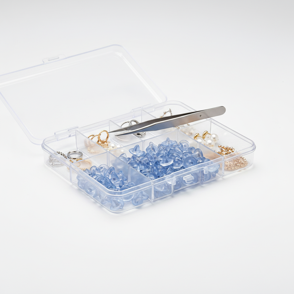 Johnson Tools Clear Bluish Silicone Bullet Clutch Push Botton - Soft Stud Back Stoppers for Gold and Silver Earrings (200 Pcs)