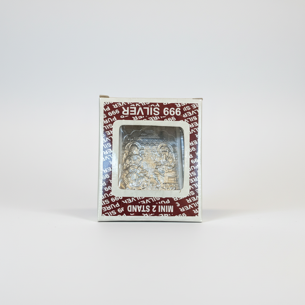 Johnson Tools Laxmi Ganesh ji Silver Finish Small Photo Frame Stand (0no) For Gifting, Display Uses