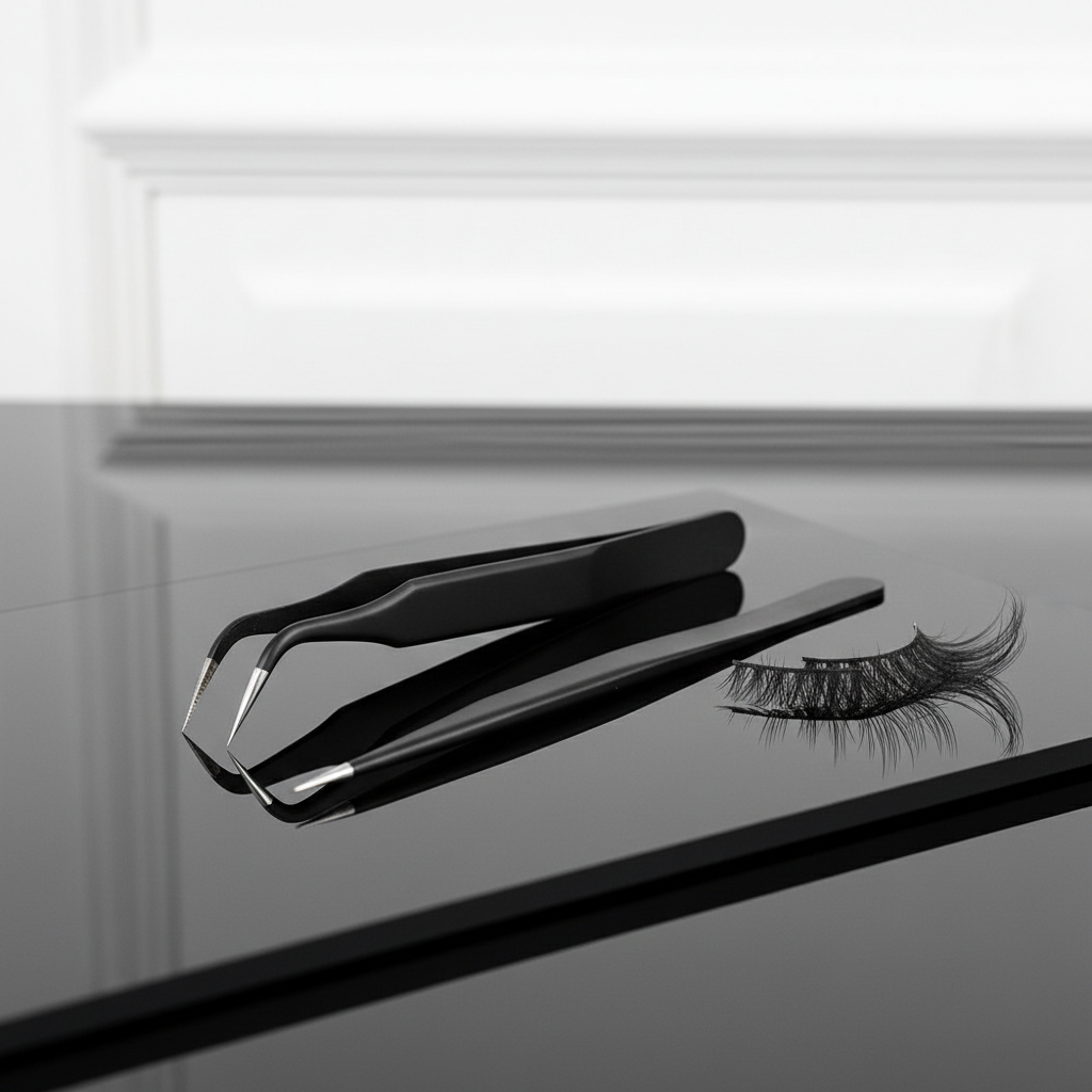 JOHNSON TOOLS Stainless Steel Straight and Curved Tips Tweezers/Forceps for Mobile, Gadget, Laptop and Jewelry Repair (Black) - Set of 2 Pieces