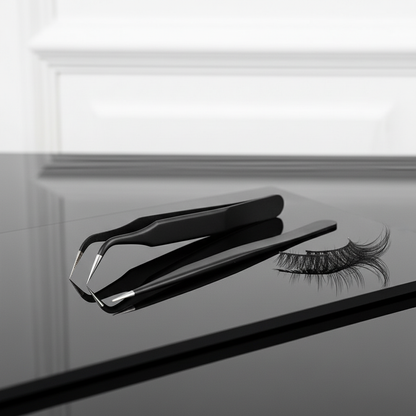 JOHNSON TOOLS Stainless Steel Straight and Curved Tips Tweezers/Forceps for Mobile, Gadget, Laptop and Jewelry Repair (Black) - Set of 2 Pieces