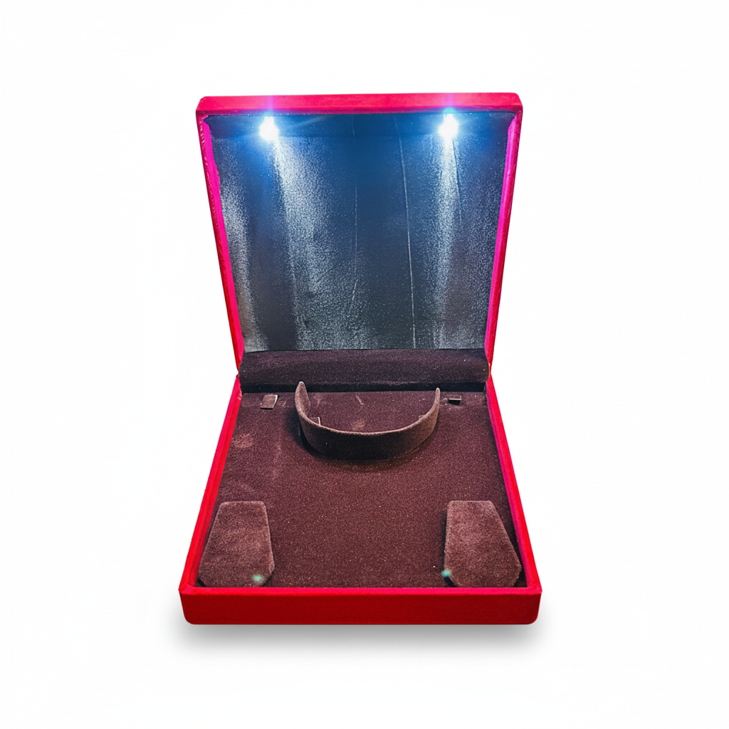 Johnson Tools Heavy Sued Velvet Jewellery Kanthi Earring Pendant Box | Premium LED Display Case (Size 7″×8″)