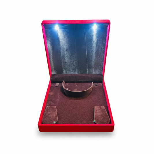 Johnson Tools Heavy Sued Velvet Jewellery Kanthi Earring Pendant Box | Premium LED Display Case (Size 7″×8″)