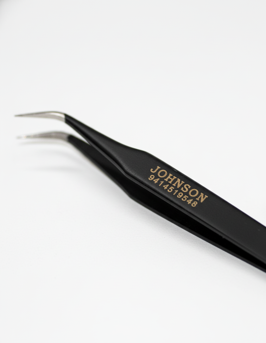 Johnson Tools Set of Straight and Curved Tips Stainless Steel Powder Coated Tweezers for Mobile,Gadget,Laptop and Jewelry Repair (Set of 4 Pieces)